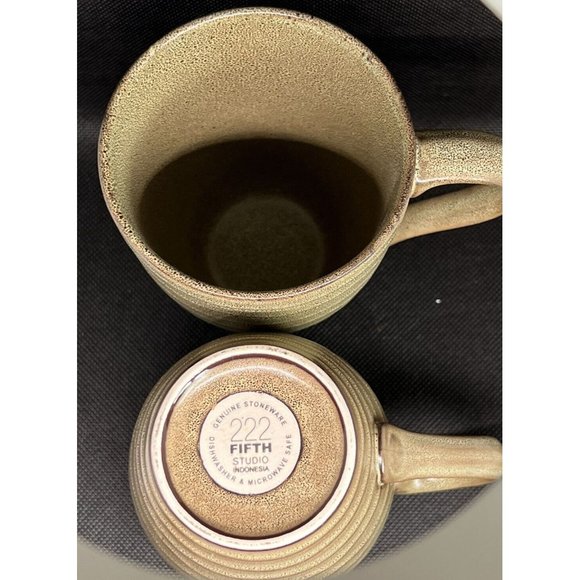 222 Fifth Studio Tan Genuine Stoneware Coffee Mugs Set Of 2 - Picture 3 of 3
